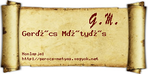 Gerócs Mátyás névjegykártya
